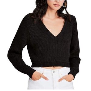 FREE PEOPLE High Low Black V-neck Sweater